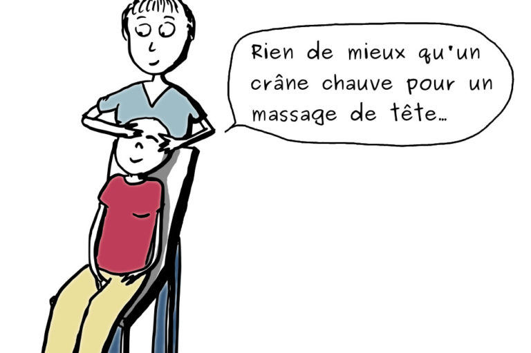 Un crâne chauve ? L'occasion parfaite pour réclamer un massage de tête!